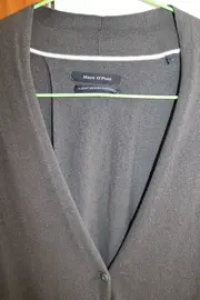 Vorschaubild 2 von Damen Strickjacke Lang Merino Baumwolle Grau Gr. S