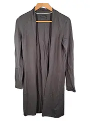 Vorschaubild 1 von Damen Strickjacke Lang Merino Baumwolle Grau Gr. S