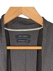 Vorschaubild 4 von Damen Strickjacke Lang Merino Baumwolle Grau Gr. S