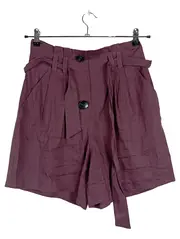 Vorschaubild 1 von Damen Shorts Gr. 34 Lila Casual mit Bindegürtel Leinen-Mix