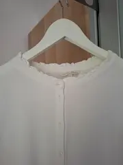 Vorschaubild 5 von Damen Bluse Weiß Gr. 38/M Casual Langarm Viskose