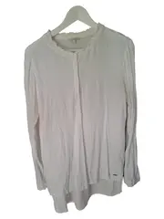 Vorschaubild 1 von Damen Bluse Weiß Gr. 38/M Casual Langarm Viskose