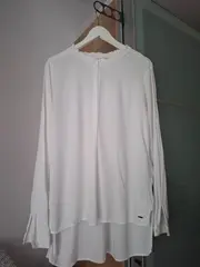 Vorschaubild 4 von Damen Bluse Weiß Gr. 38/M Casual Langarm Viskose