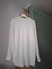 Vorschaubild 6 von Damen Bluse Weiß Gr. 38/M Casual Langarm Viskose