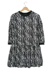 Vorschaubild 1 von Damen Freizeitkleid Zebra Muster Langarm Schwarz Gr. 36;S