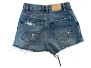 Vorschaubild 2 von High Waist Distressed Jeans Shorts Damen Blau W24 Fransen