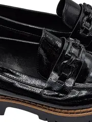 Vorschaubild 3 von Damen Loafer Slipper Lackleder Optik Schwarz Gr. 38 Kette