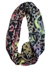 Vorschaubild 2 von Schlauchschal Damen Loop Schal Leopard Neon Bommel Mehrfarbig