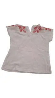Vorschaubild 2 von Mädchen T-Shirt Gr. 78/80 Weiß Blumen Stickerei Kurzarm Casual