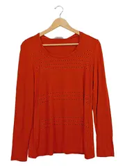Vorschaubild 1 von TAIFUN Damen Langarmshirt Gr. 40/L Orange Casual Strasssteine