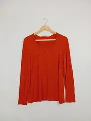 Vorschaubild 4 von TAIFUN Damen Langarmshirt Gr. 40/L Orange Casual Strasssteine