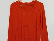 Vorschaubild 2 von TAIFUN Damen Langarmshirt Gr. 40/L Orange Casual Strasssteine