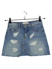 Vorschaubild 1 von Kinder Jeansrock Gr. 140 Blau mit Perlen und Rissen Modern
