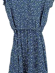 Vorschaubild 3 von Damen Freizeitkleid Blumenmuster Blau Gr. M Viskose