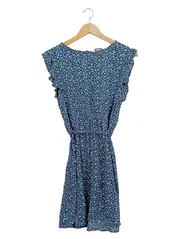 Vorschaubild 1 von Damen Freizeitkleid Blumenmuster Blau Gr. M Viskose