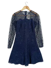 Vorschaubild 1 von Damen festliches Kleid Spitze Langarm Gr. 36 Blau Elegant