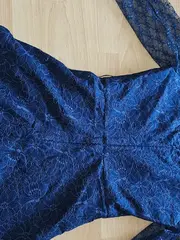 Vorschaubild 4 von Damen festliches Kleid Spitze Langarm Gr. 36 Blau Elegant