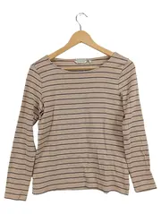 Vorschaubild 1 von Damen Langarmshirt Gestreift Beige Gr. 38;M Baumwolle
