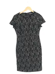 Vorschaubild 2 von Etuikleid Damen Gr. 36/S Schwarz Spitze Elegant Business Kleid