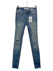 Vorschaubild 4 von Jeans Skinny Fit Damen Blau W24 L32 Low Rise Super Skinny mit Rissen