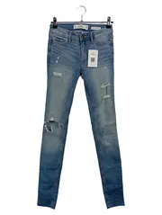 Vorschaubild 1 von Jeans Skinny Fit Damen Blau W24 L32 Low Rise Super Skinny mit Rissen