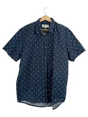 Vorschaubild 1 von Denim Kurzarmhemd Herren Gr. L Blau Muster Relaxed Fit