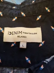 Vorschaubild 2 von Denim Kurzarmhemd Herren Gr. L Blau Muster Relaxed Fit