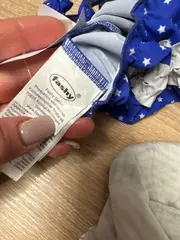 Vorschaubild 2 von Baby Mädchen Badeanzug Gr. 92 Blau Sterne Rüschen Einteiler