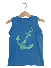 Vorschaubild 1 von Kinder Tanktop Gr. 92/98 Blau Anker Hai Piraten Motiv