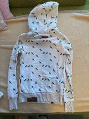 Vorschaubild 3 von Damen Hoodie Kapuzenpullover Vogelmuster Grau Gr. XS