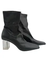 Vorschaubild 1 von Damen Stiefelette Gr. 37 Schwarz Transparent Blockabsatz Ankle Boot NEU