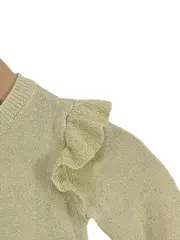 Vorschaubild 2 von Kinder Strickjacke Gr. 56 Gelb mit Rüschen & Glitzer Langarm Cardigan