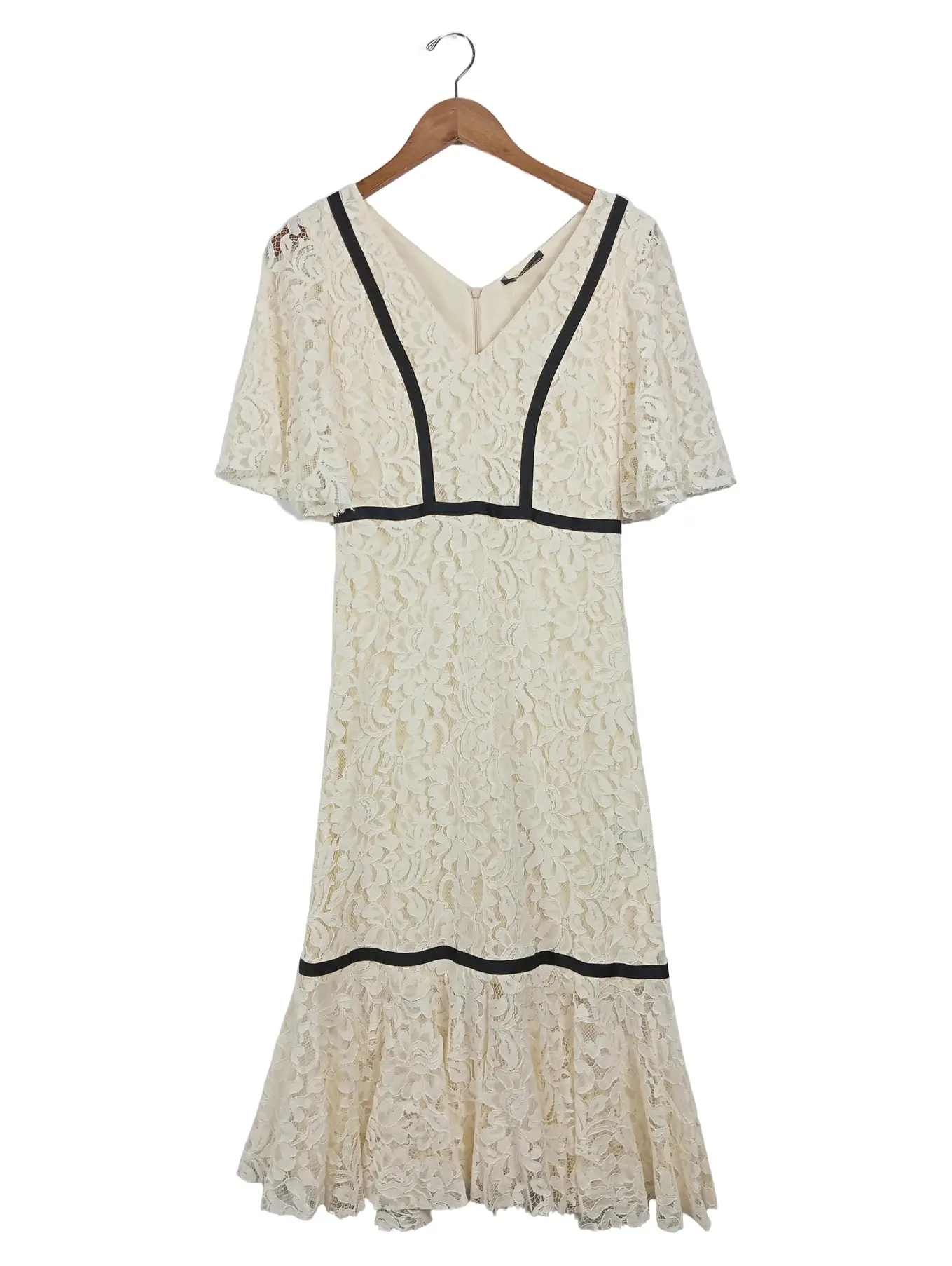 SET Damen Spitzenkleid Gr. 34/XS Beige Elegant Festlich Midikleid