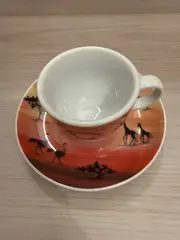 Vorschaubild 3 von Espressotasse Untertasse Afrika Motiv Giraffen Porzellan