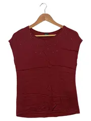 Vorschaubild 1 von Black Label Damen T-Shirt Gr. 32/XXS Bordeaux Strass Viskose