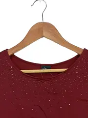 Vorschaubild 3 von Black Label Damen T-Shirt Gr. 32/XXS Bordeaux Strass Viskose