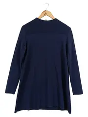 Vorschaubild 1 von Damen Pullover Wolle Gr. S Dunkelblau Stehkragen Minimalistisch