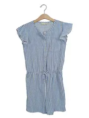 Vorschaubild 1 von Kinder Mädchen Einteiler Kurzoverall gestreift blau Gr. 128