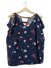 Vorschaubild 1 von Damen Bluse Blumenmuster Kurzarm Gr. 38 M Mehrfarbig Casual