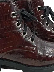 Vorschaubild 2 von Damen Stiefeletten Kroko-Optik Schnürstiefel Braun Gr. 39