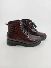 Vorschaubild 4 von Damen Stiefeletten Kroko-Optik Schnürstiefel Braun Gr. 39