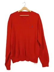 Vorschaubild 1 von Pullover Herren V-Ausschnitt Rot XXL Baumwolle Klassisch