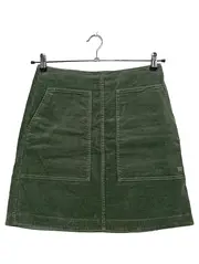 Vorschaubild 7 von Cordrock Damen Gr. 34/XS Grün A-Linie Midirock Baumwolle