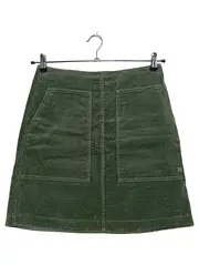 Vorschaubild 6 von Cordrock Damen Gr. 34/XS Grün A-Linie Midirock Baumwolle