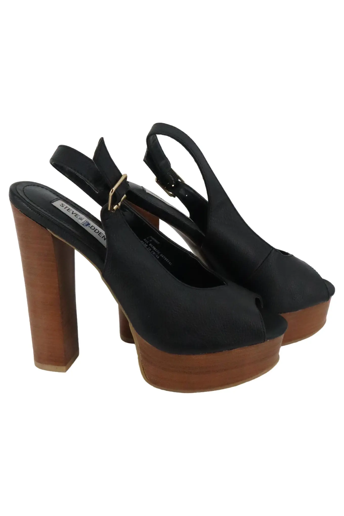 STEVE MADDEN Damen Peeptoe High Heels Plateau Schwarz Gr. 38.5 Elegant