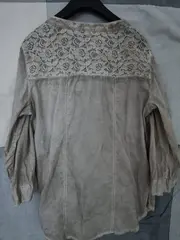 Vorschaubild 4 von Hemdbluse Damen Gr. 40 Beige Casual Spitze 3/4 Arm Bluse