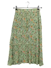Vorschaubild 1 von Damen Wickelrock 32;XXS Grün Blumenmuster Bohemian Maxirock