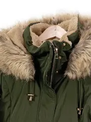 Vorschaubild 2 von Damen Parka Kapuze Fellimitat Oliv Gr. M 38 Outdoor Casual