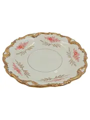 Vorschaubild 1 von Unterteller Porzellan Weiß Blumenmuster Goldrand 16 cm