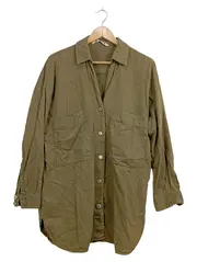 Vorschaubild 1 von Damen Hemdbluse Oversized Oliv Khaki Gr. S Langarm Casual